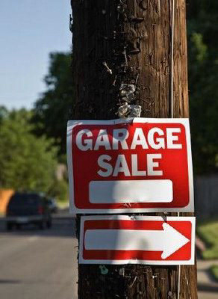 Garage Sale Sign on a telephone pole